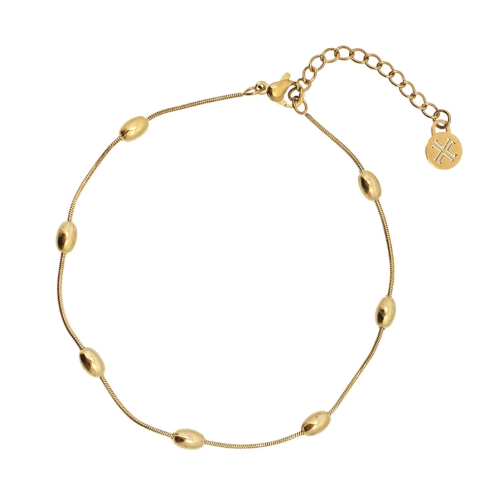 Oval Bead Detail Chain Anklet | Anartxy