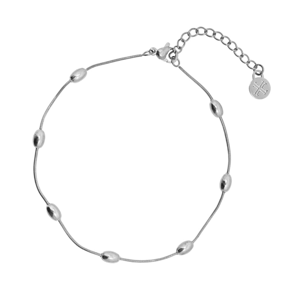 Oval Bead Detail Chain Anklet | Anartxy