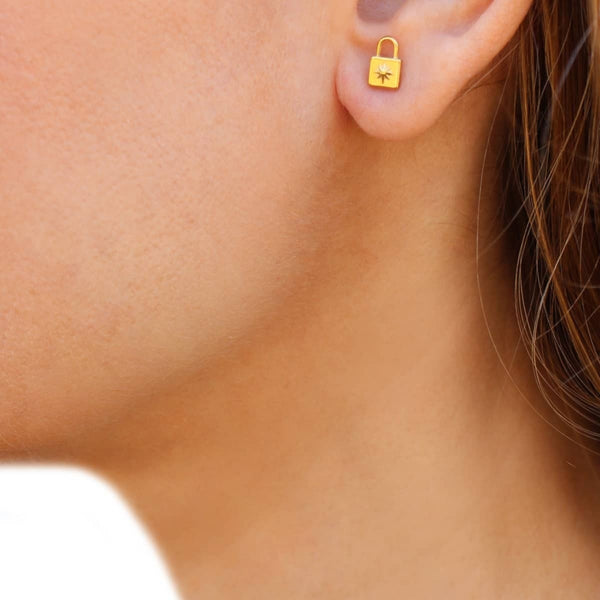 Padlock Flat Back Stud Earrings | Anartxy