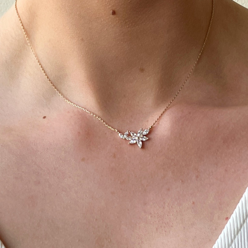 Paloma Gold Crystal Floral Necklace