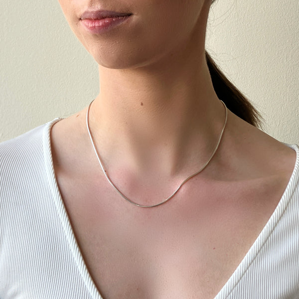 Paola Silver Square Snake Chain Necklace