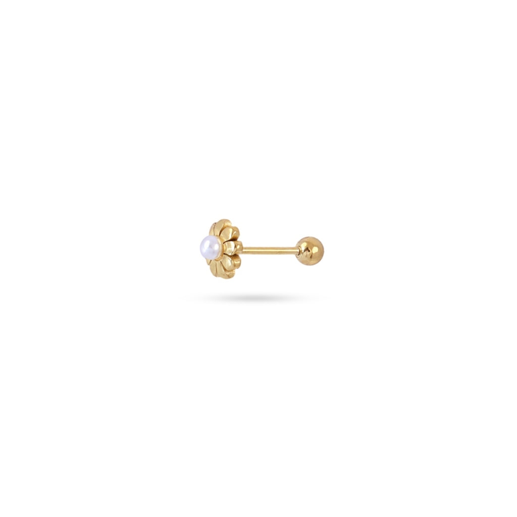 Pearl Flower Ball Back Single Stud Earring | Anartxy