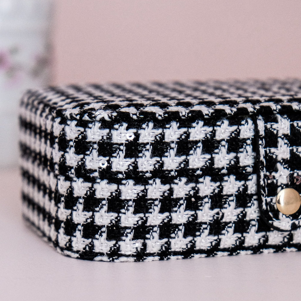 Rectangle Travel Jewellery Box | Brigitte | Houndstooth | Maison Scarlett