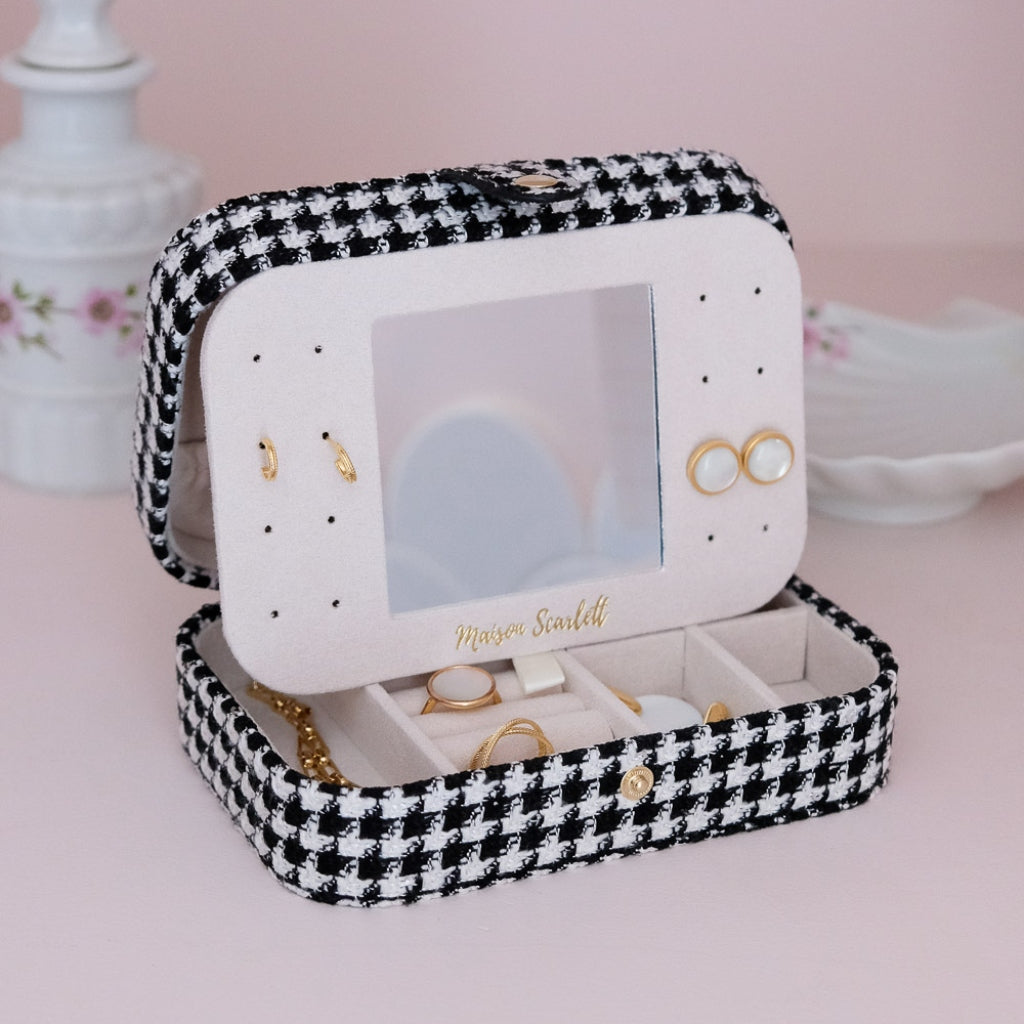 Rectangle Travel Jewellery Box | Brigitte | Houndstooth | Maison Scarlett