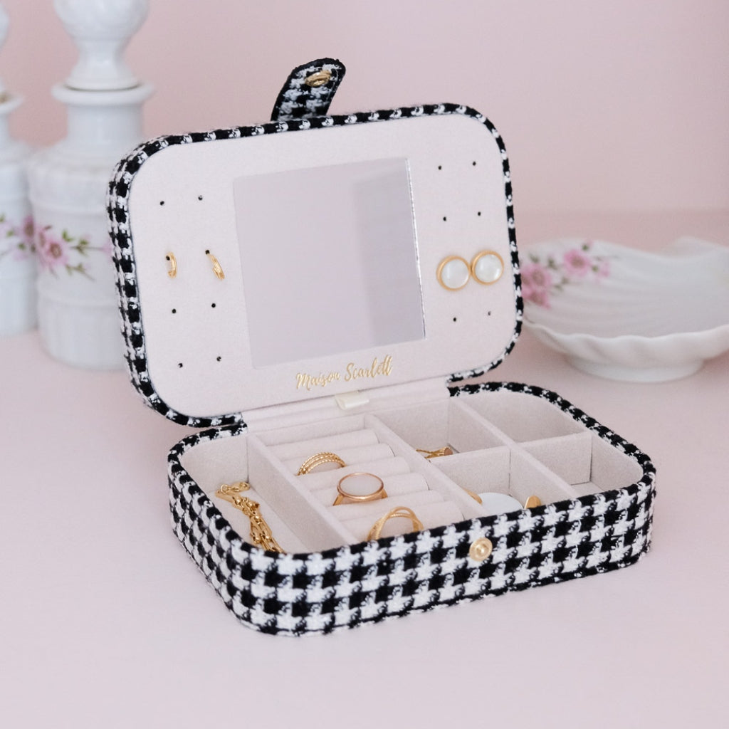 Rectangle Travel Jewellery Box | Brigitte | Houndstooth | Maison Scarlett