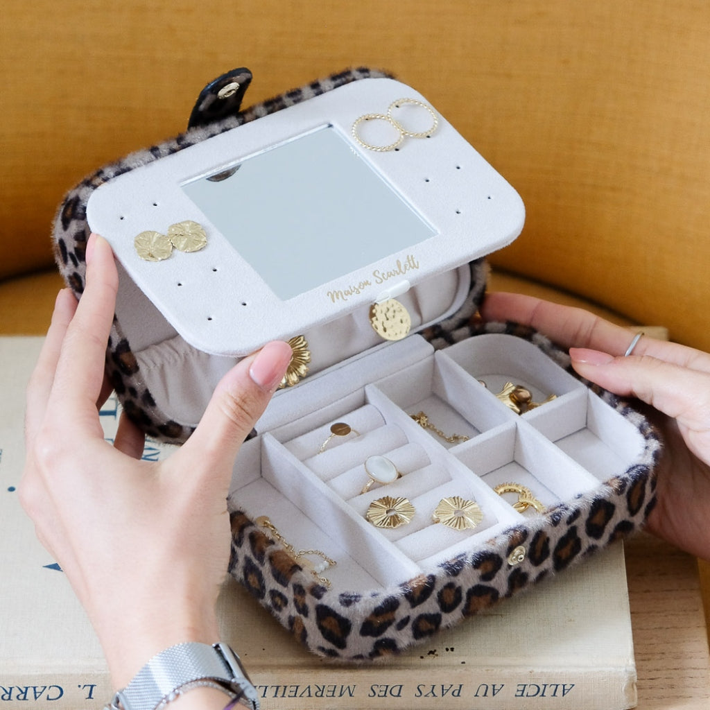 Rectangle Travel Jewellery Box | Brigitte | Leopard | Maison Scarlett