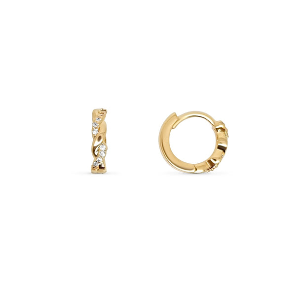 Gold Crystal Twist Huggie Earrings