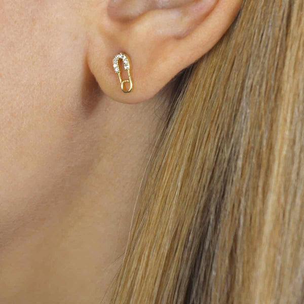 Safety Pin Ball Back Stud Earrings | Anartxy