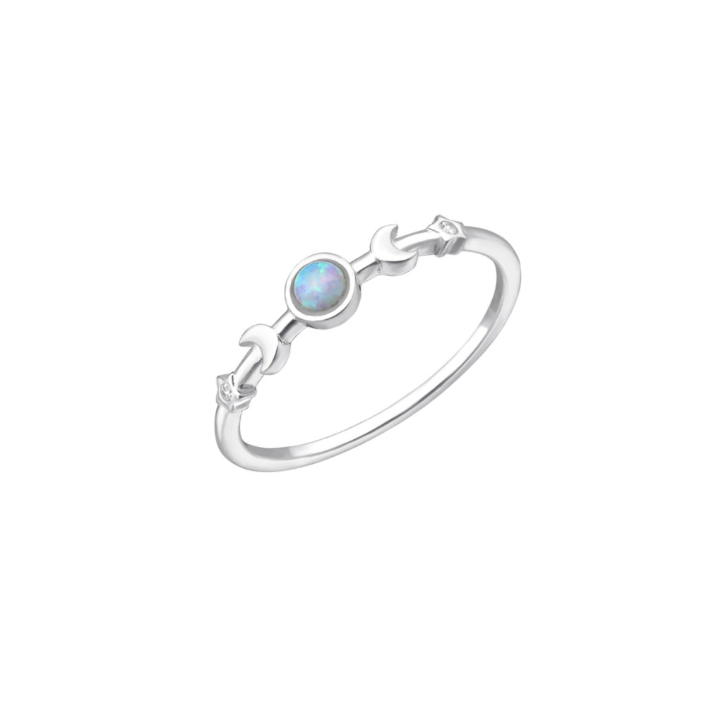 Silver Celestial Blue Opal Ring