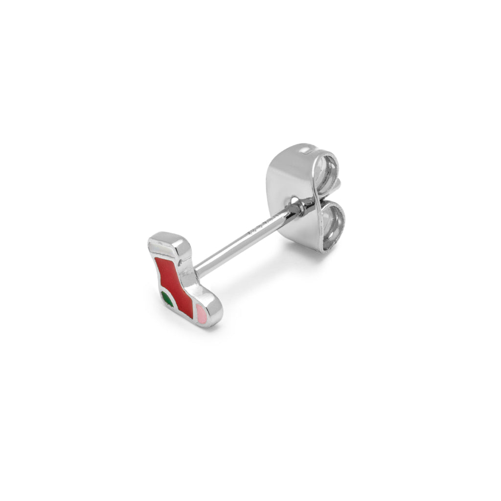 Silver Christmas Stocking Single Stud Earring | Lulu Copenhagen