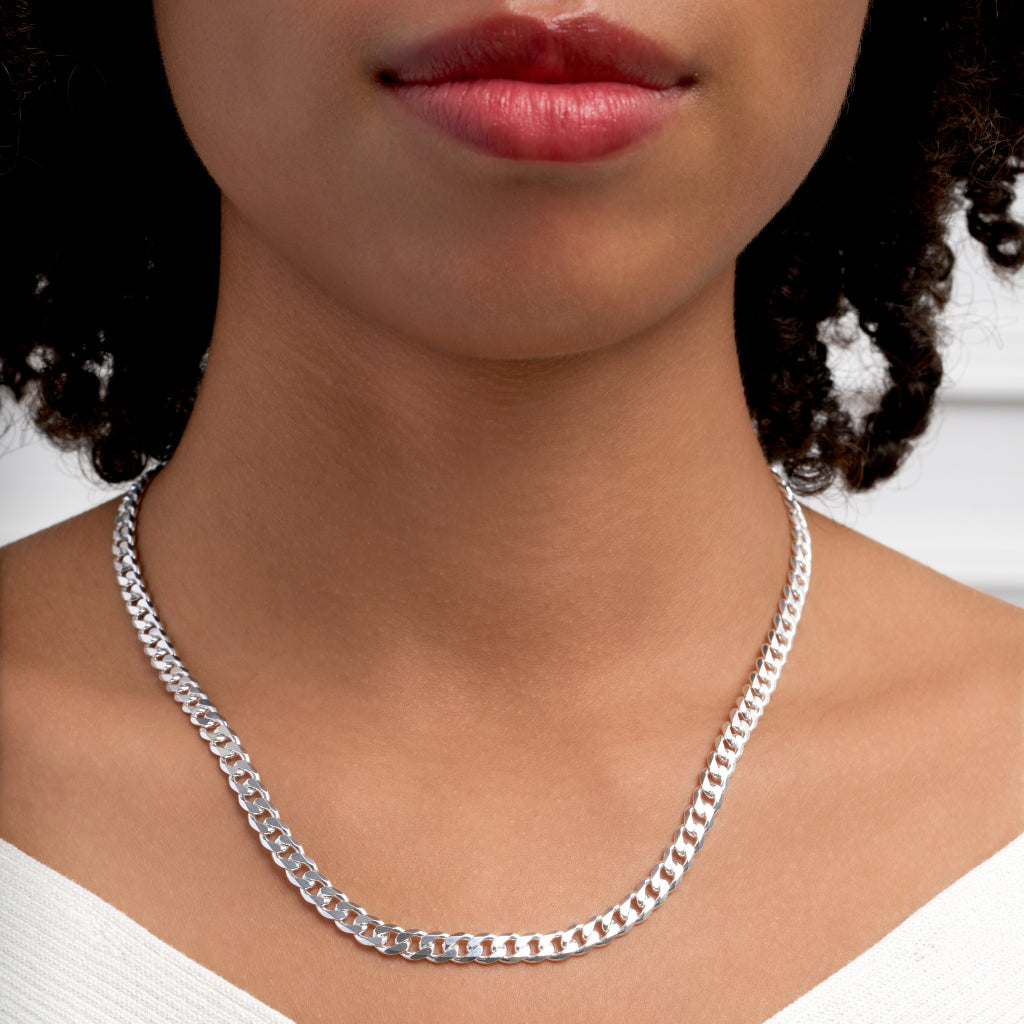 Silver Chunky Curb Chain Necklace | Cestia