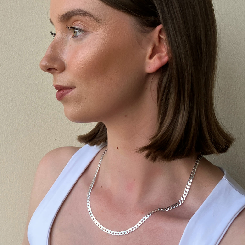 Silver Chunky Curb Chain Necklace