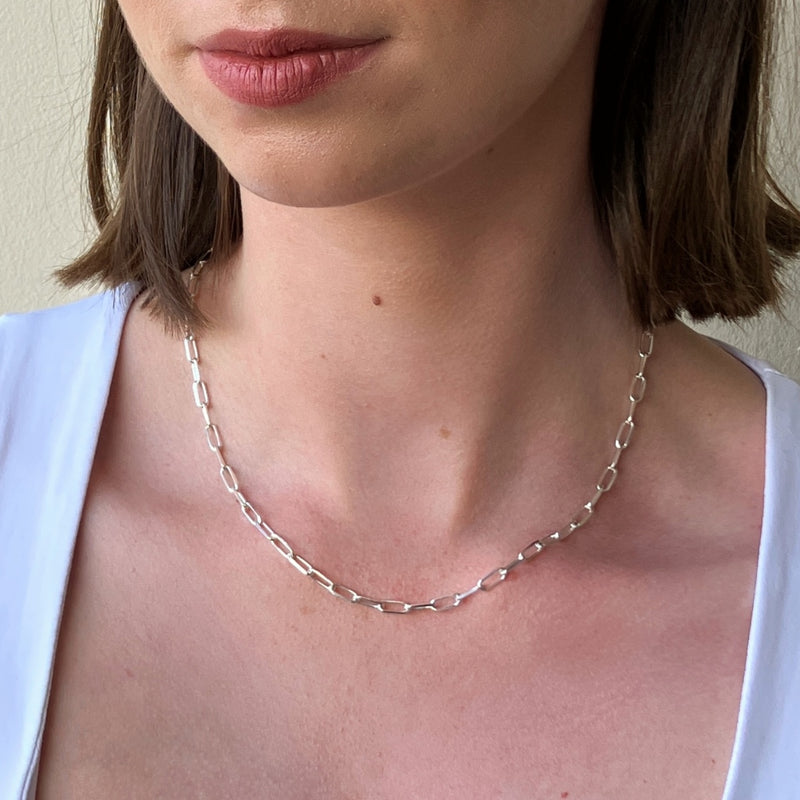 Silver Chunky Paperclip Chain Necklace