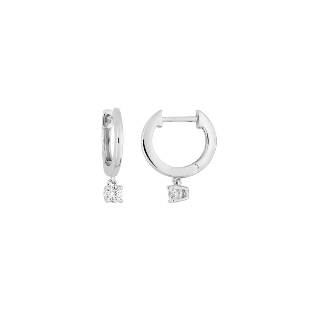 Silver Clear Stone Charm Earrings | Berne