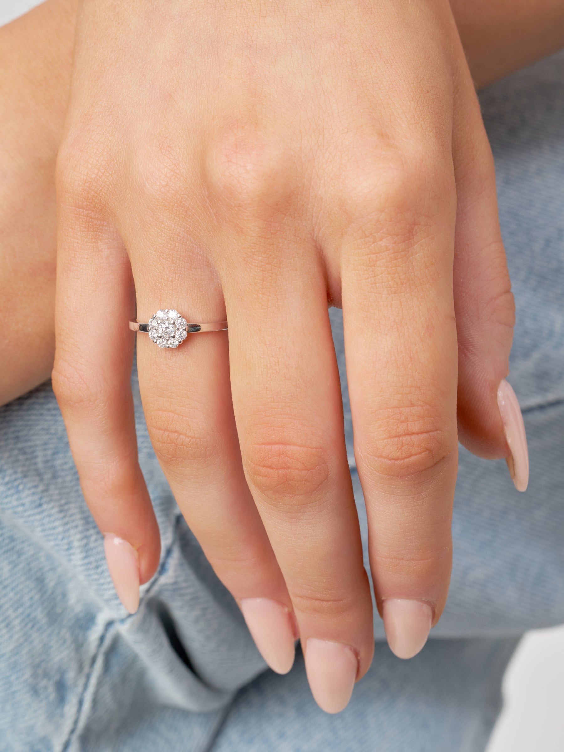 Silver Clear Stone Cluster Ring | Katerini