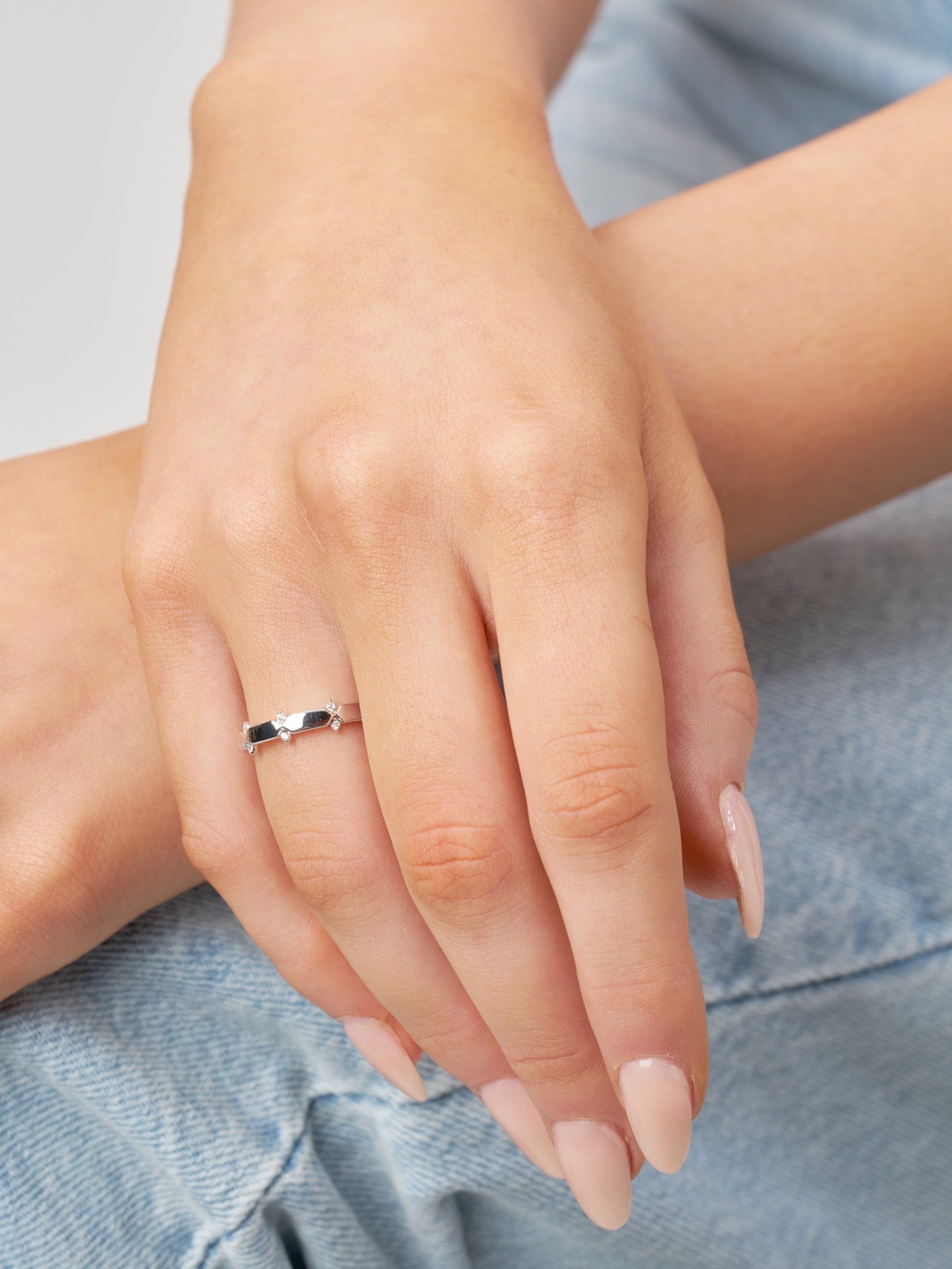 Silver Clear Stone Detail Ring | Merina