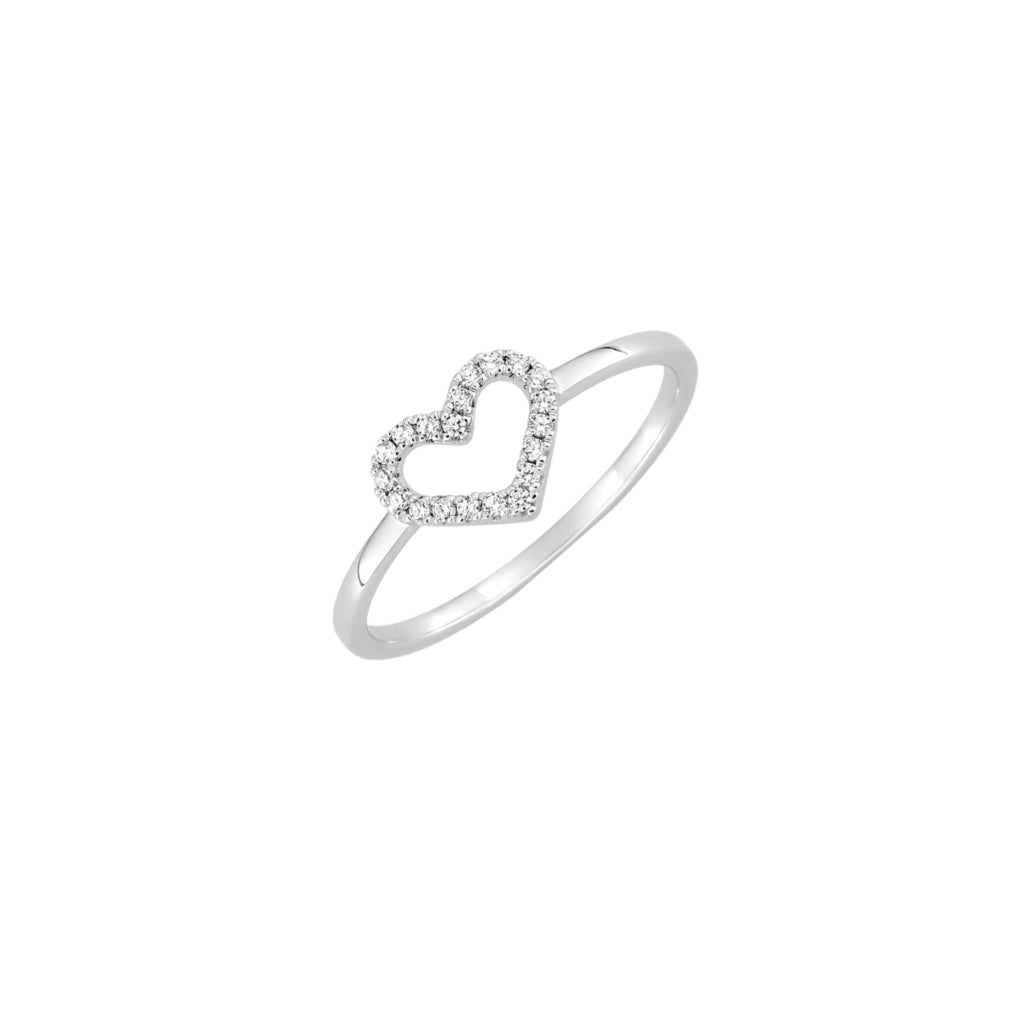 Silver Clear Stone Heart Cut Out Ring | Cheri
