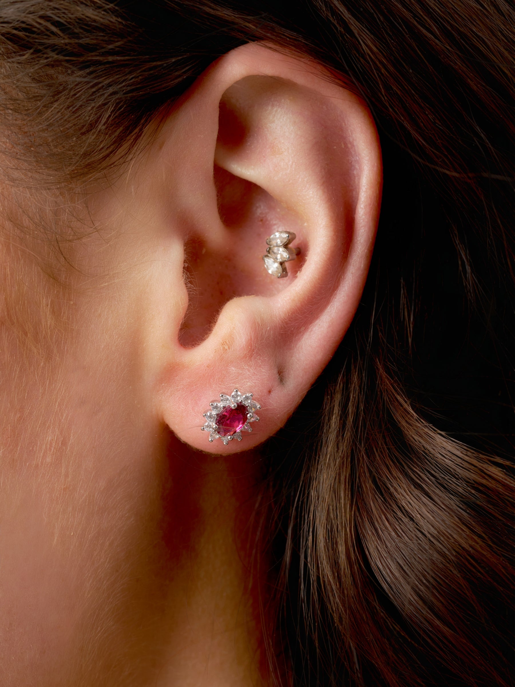 Silver Coloured Stone Cluster Stud Earrings | Bastia