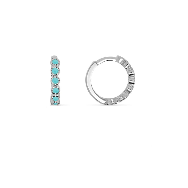 Silver Coloured Stone Huggie Earrings Turquoise