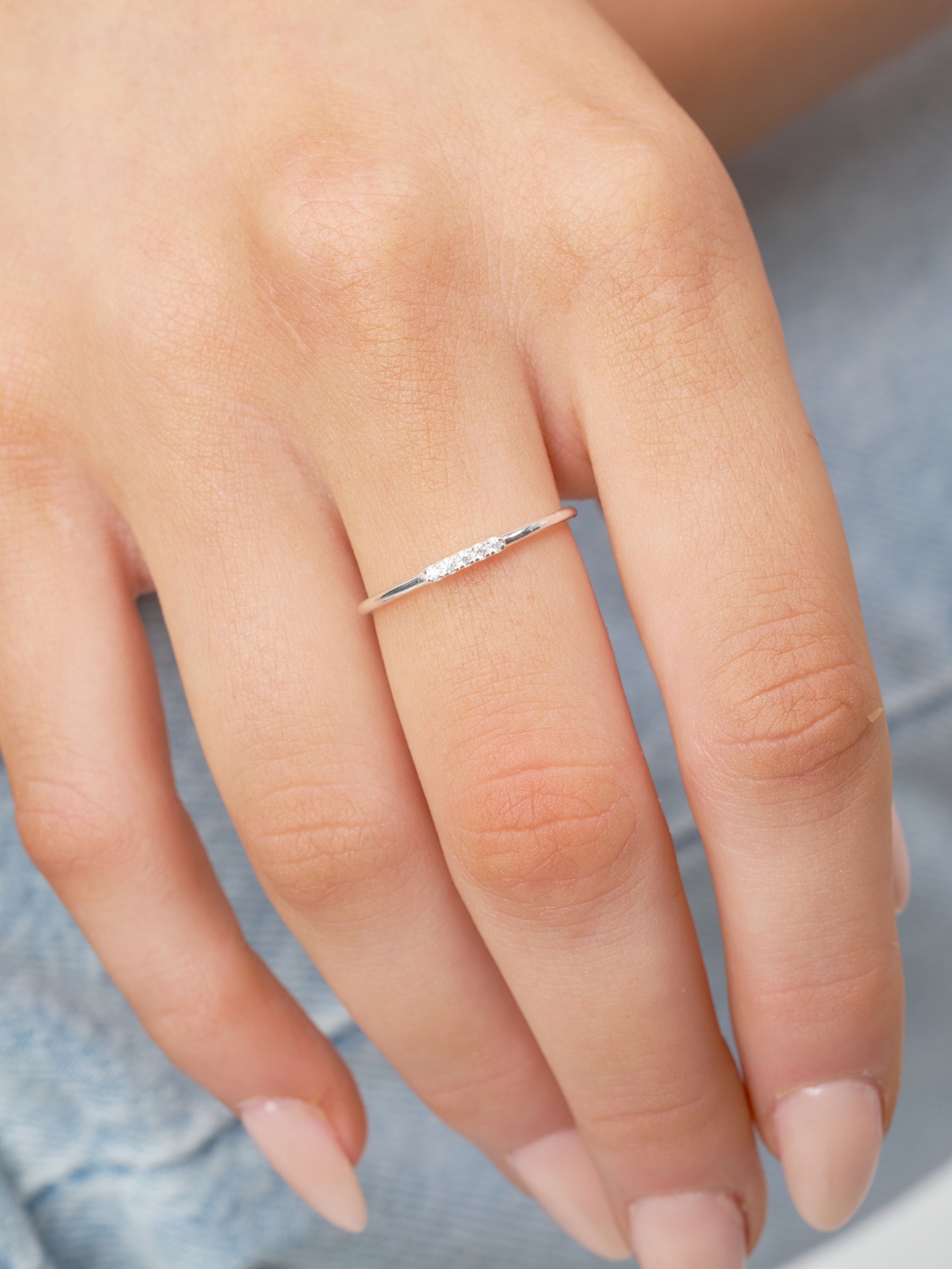 Silver Dainty Five Stone Ring | Lucie
