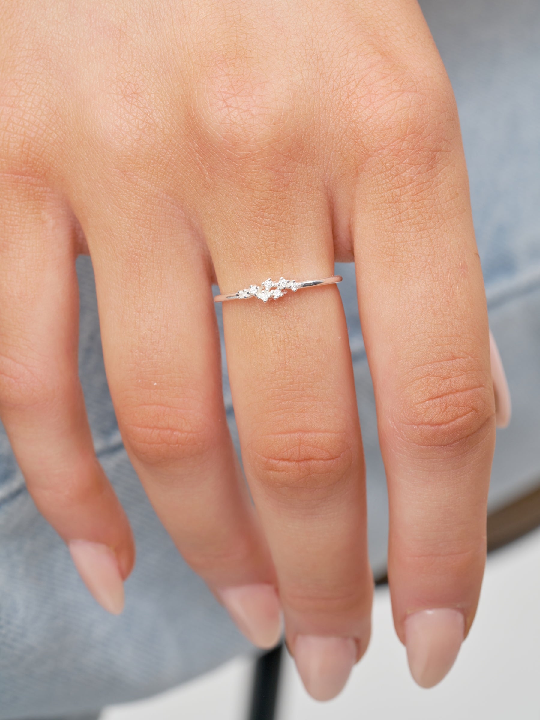 Silver Dainty Multi Stone Ring | Aelis