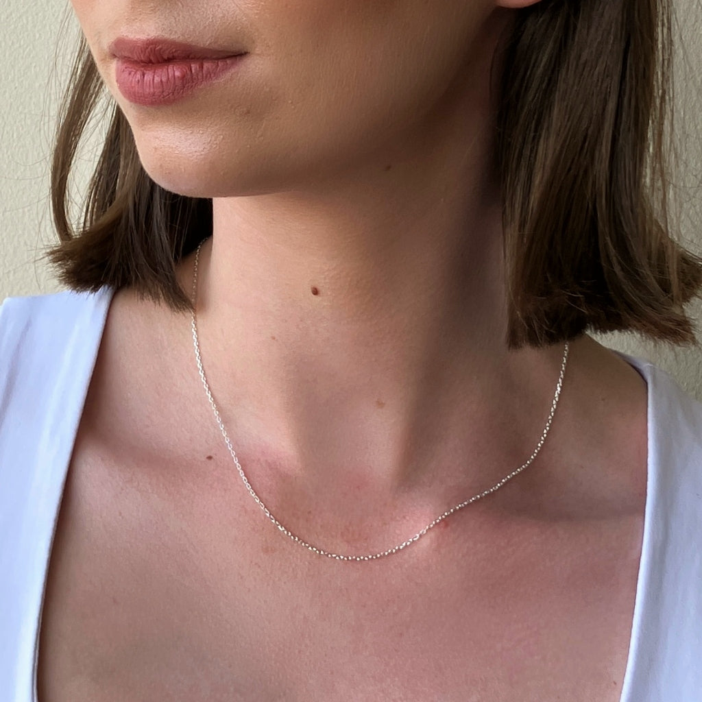 Silver Delicate Cable Chain Necklace