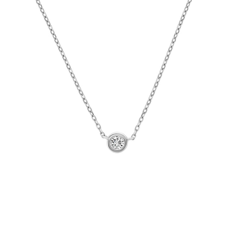 Silver Delicate Circle Crystal Necklace