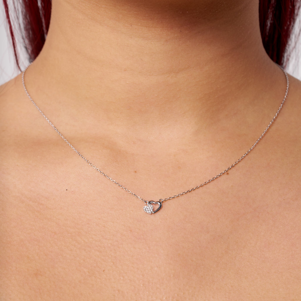 Silver Interlocking Loveheart Necklace