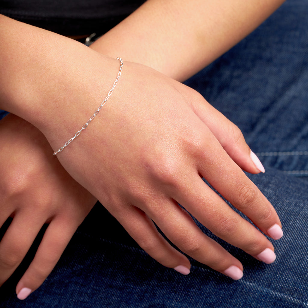 Silver Delicate Paperclip Chain Bracelet