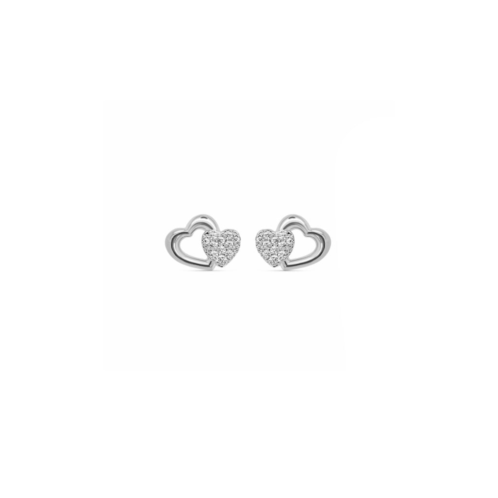 Silver Double Heart Stud Earrings | Dori