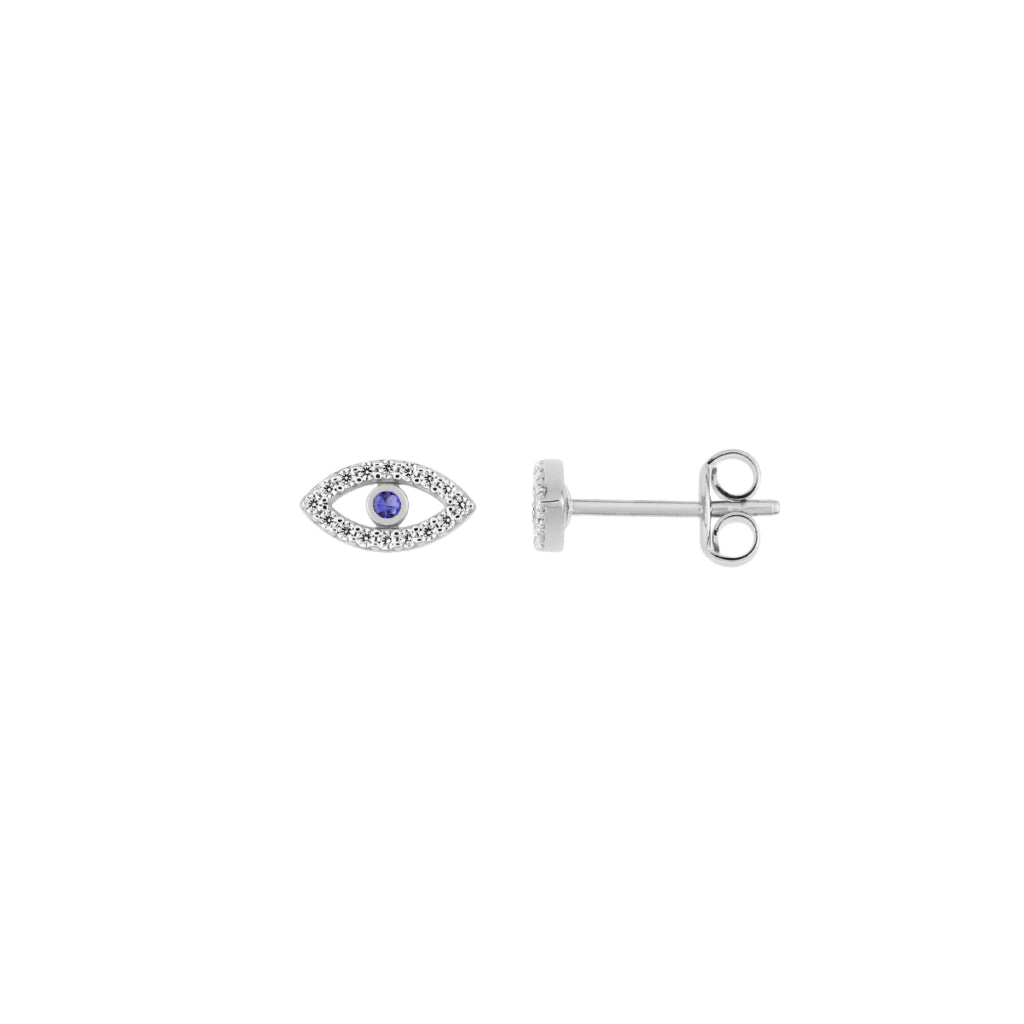 Silver Evil Eye Stud Earrings | Ceci