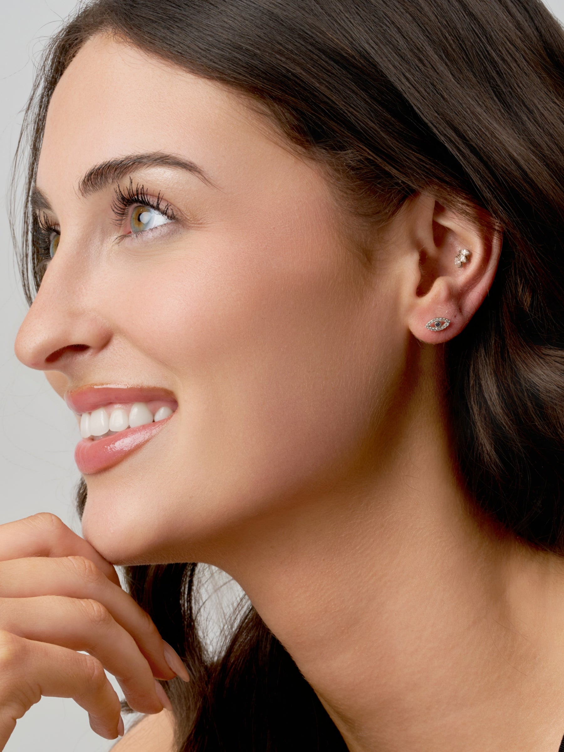 Silver Evil Eye Stud Earrings | Ceci