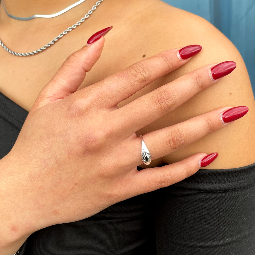 Silver Floral Dome Ring