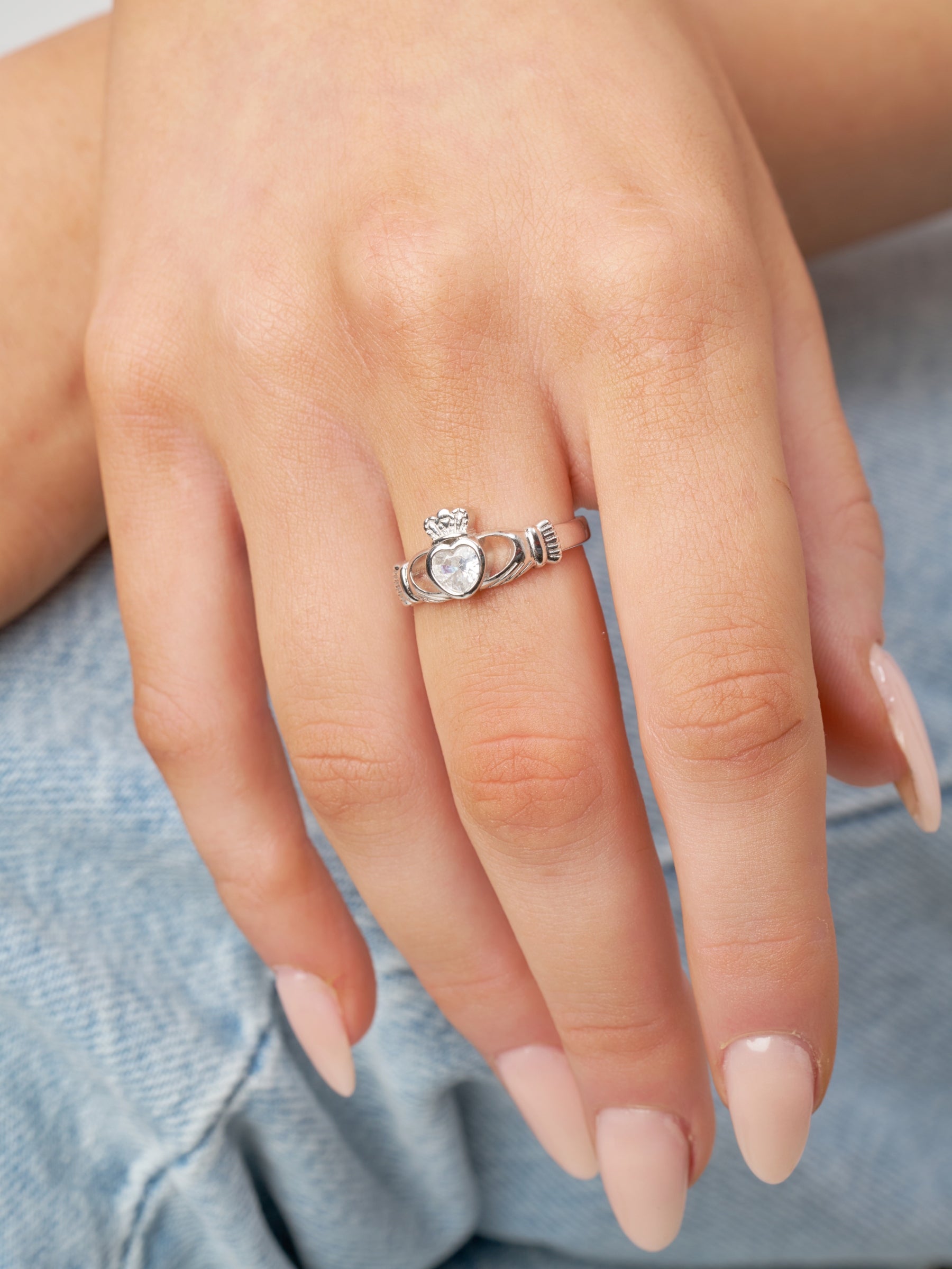 Silver Gemstone Claddagh Ring | Riona