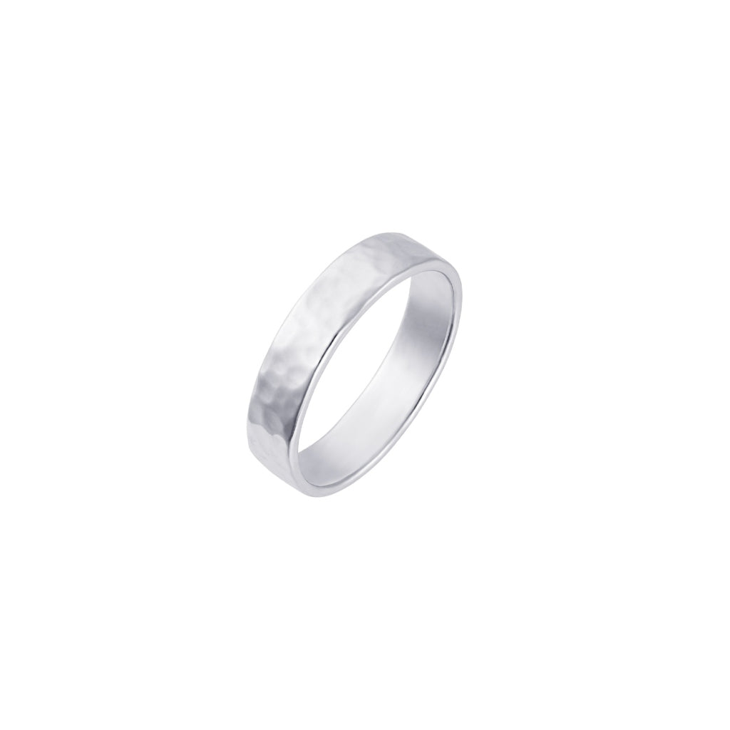 Silver Hammered Band Ring 