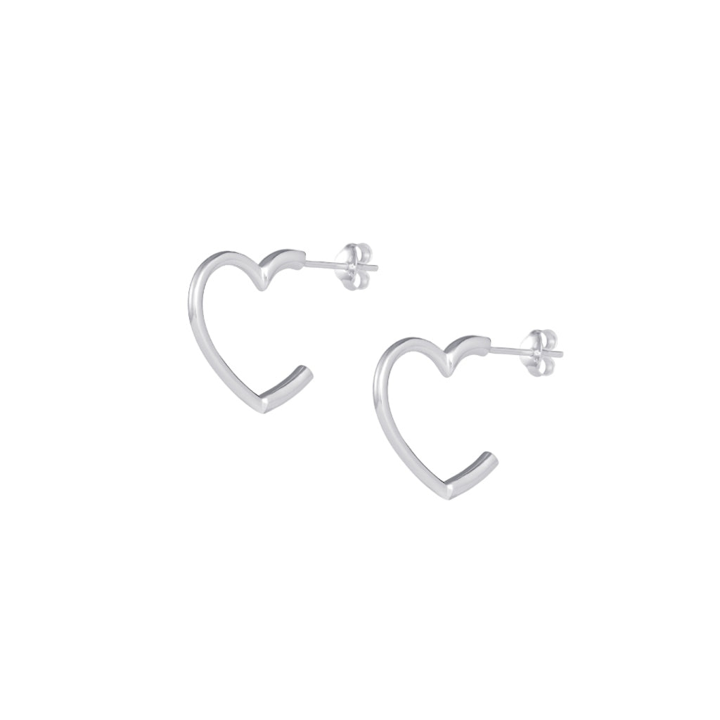 Silver Heart Hoop Stud Earrings | Avali