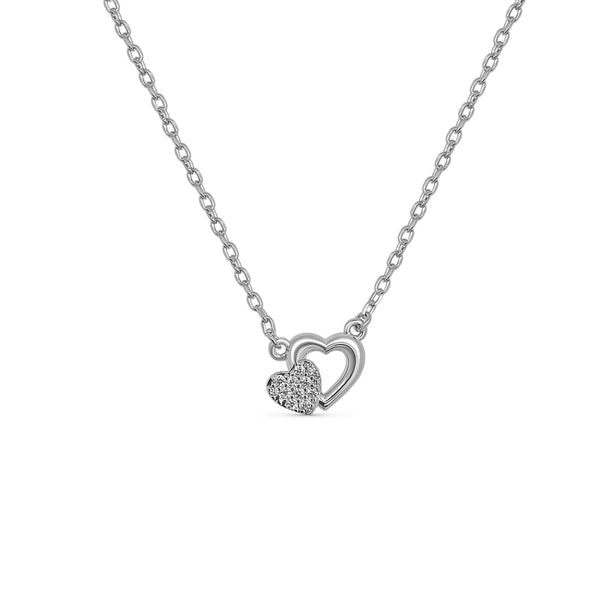 Silver Interlocking Loveheart Necklace
