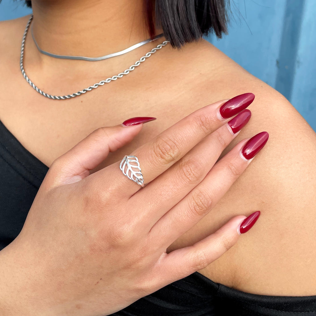 Silver Leaf Ring