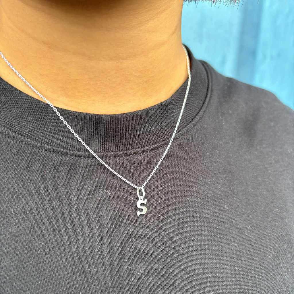 Silver Letter Pendant Necklace