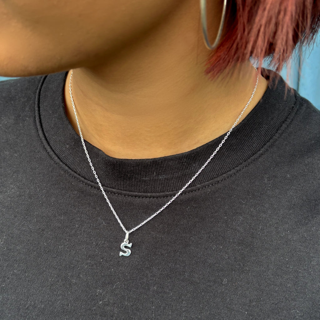 Silver Letter Pendant Necklace