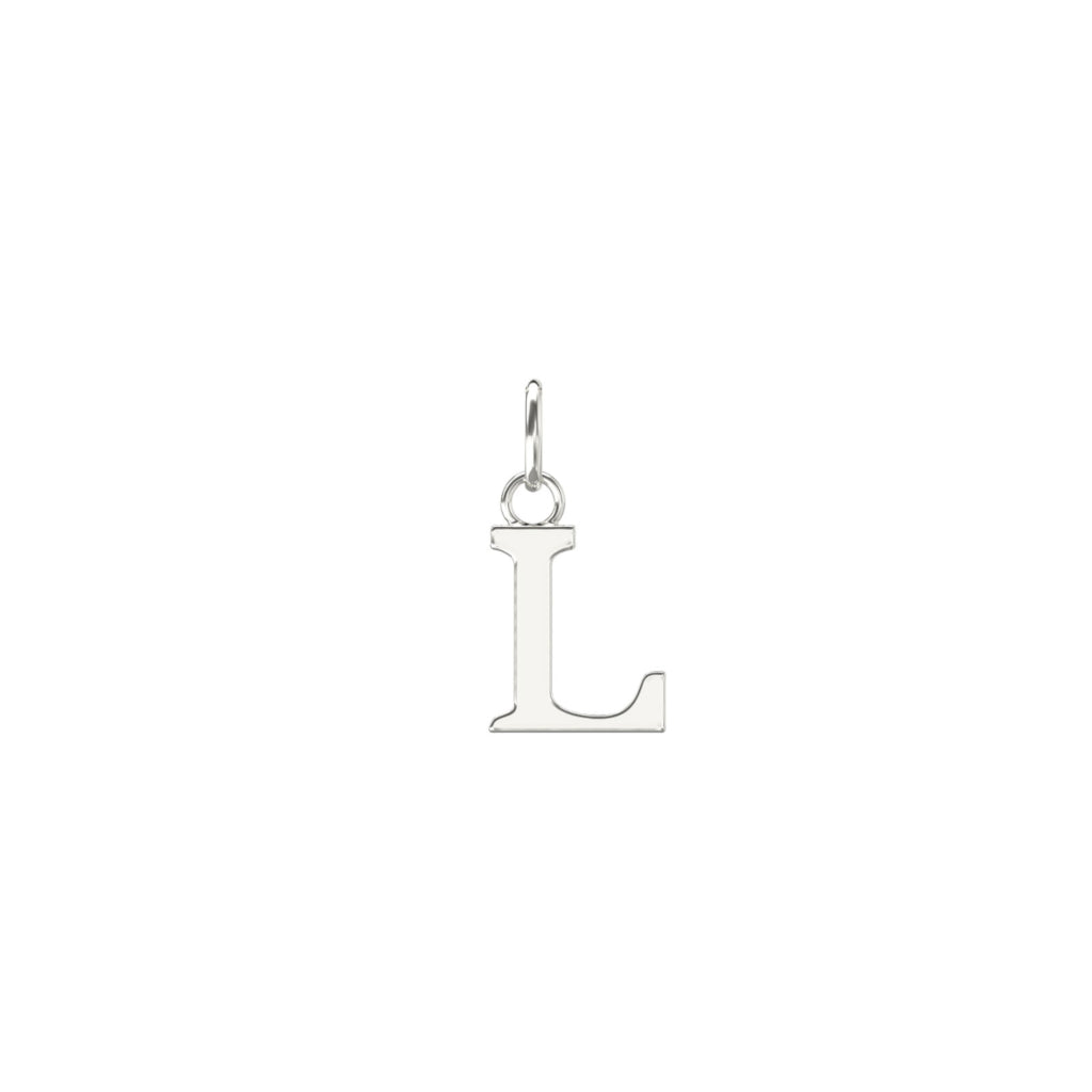 Silver Letter Pendant Necklace L