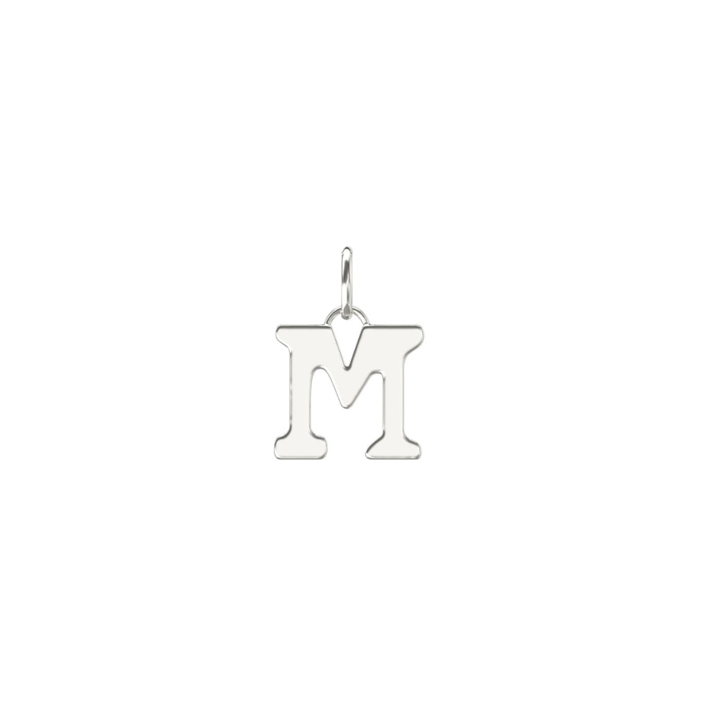 Silver Letter Pendant Necklace M