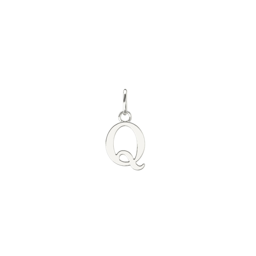 Silver Letter Pendant Necklace Q