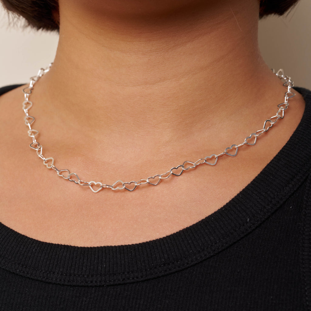 Silver Loveheart Chain Necklace