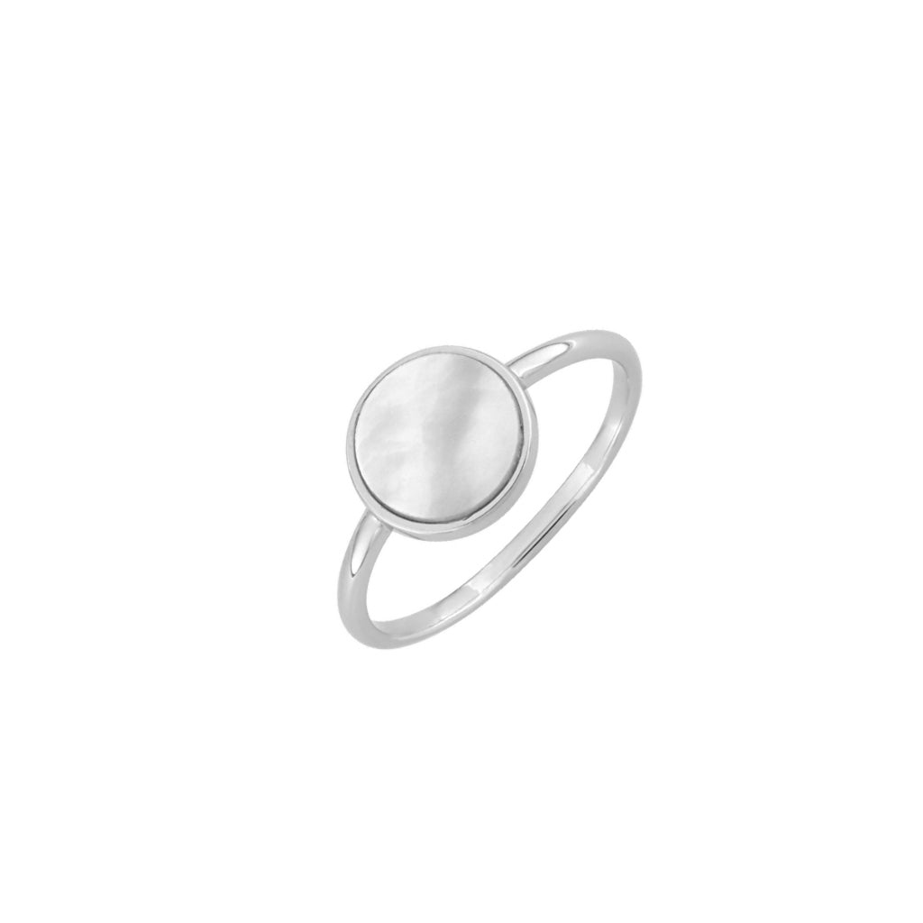 Silver Mother Of Pearl Circle Ring | Lada