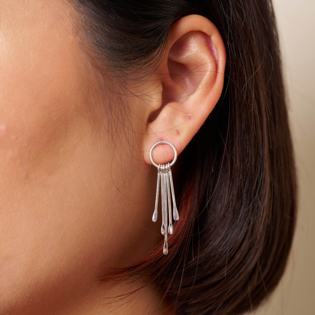 Silver Multi Strand Drop Earrings | Reve