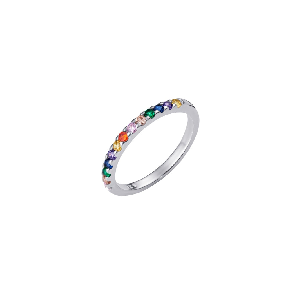 Silver Multicolour Eternity Ring | Valmi