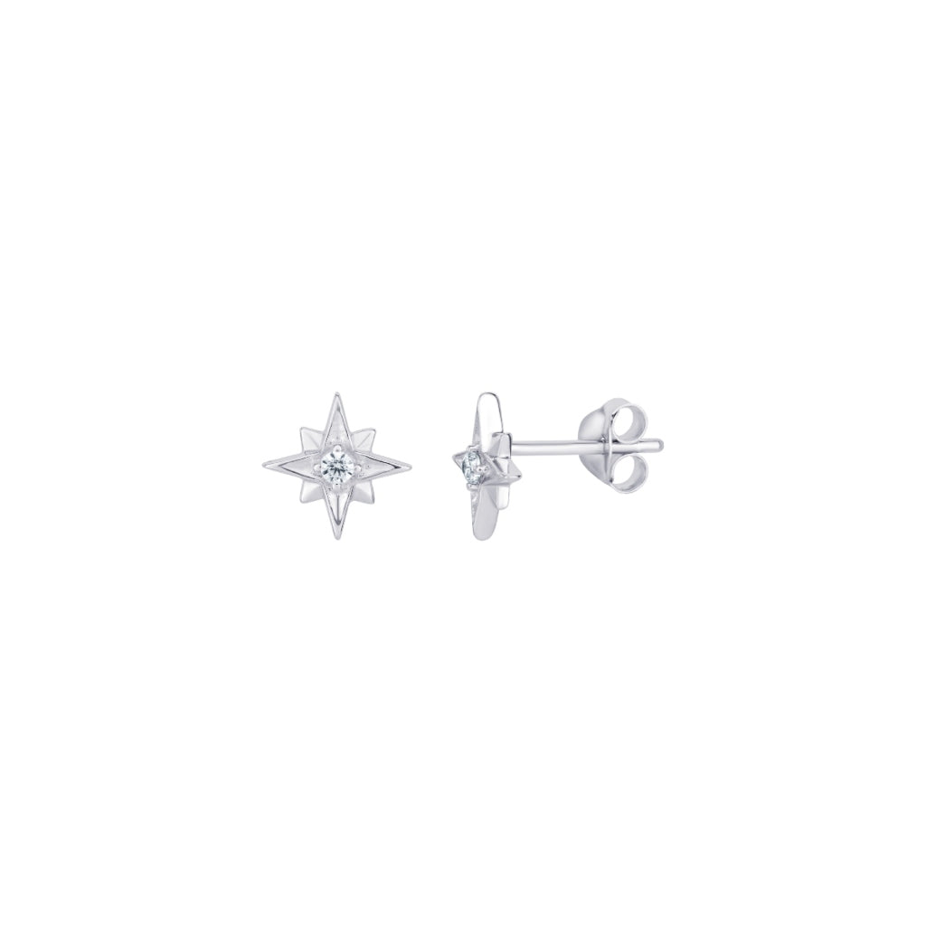 Silver North Star Stud Earrings | Cerre