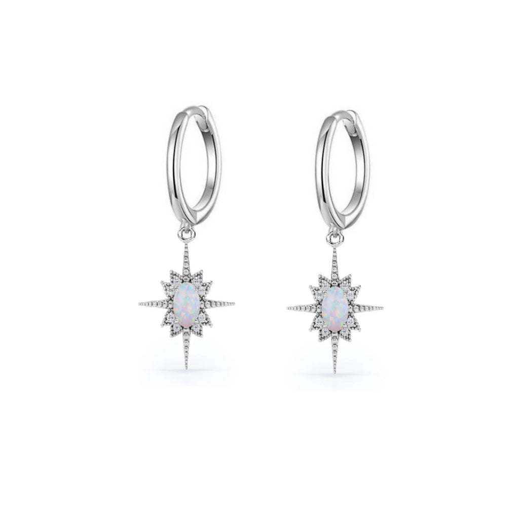 Silver Opal North Star Charm Earrings | Etoile