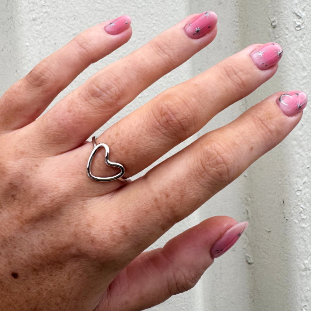 Silver Open Love Heart Ring